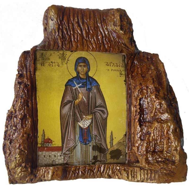 ΑΓΙΑ ΑΓΛΑΪΑ – Εικόνα σε Πέτρα (Μεσαία 13cm)