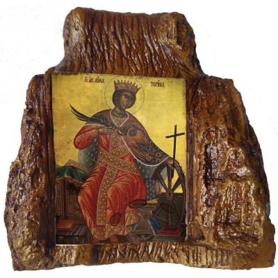 ΑΓΙΑ ΑΙΚΑΤΕΡΙΝΗ – Εικόνα σε Πέτρα (Μεσαία 13cm)