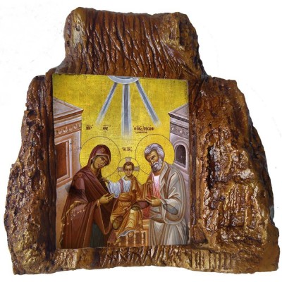 ΑΓΙΑ ΟΙΚΟΓΕΝΕΙΑ – Εικόνα σε Πέτρα (Μεσαία 13cm)