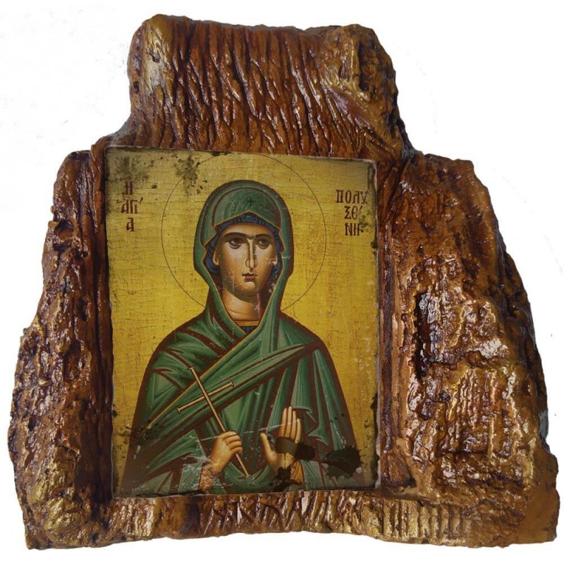 ΑΓΙΑ ΠΟΛΥΞΕΝΗ – Εικόνα σε Πέτρα (Μεσαία 13cm)