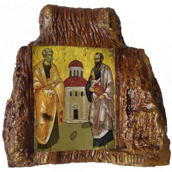 ΑΓΙΟΙ ΠΕΤΡΟΣ & ΠΑΥΛΟΣ – Εικόνα σε Πέτρα (Μεσαία 13cm)