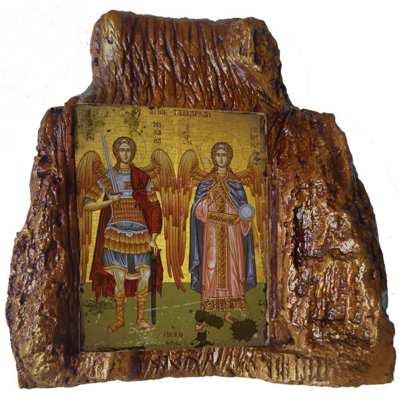 ΑΓΙΟΙ ΤΑΞΙΑΡΧΕΣ – Εικόνα σε Πέτρα (Μεσαία 13cm)