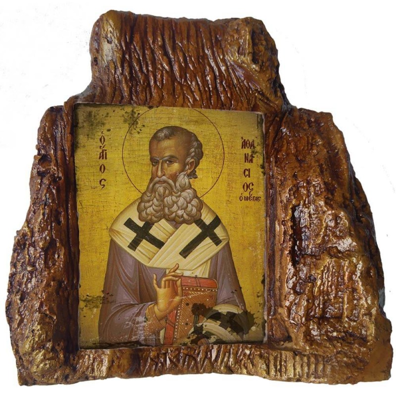 ΑΓΙΟΣ ΑΘΑΝΑΣΙΟΣ – Εικόνα σε Πέτρα (Μεσαία 13cm)