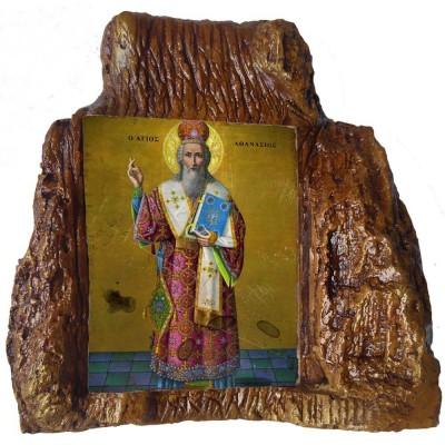 ΑΓΙΟΣ ΑΘΑΝΑΣΙΟΣ – Εικόνα σε Πέτρα (Μεσαία 13cm)