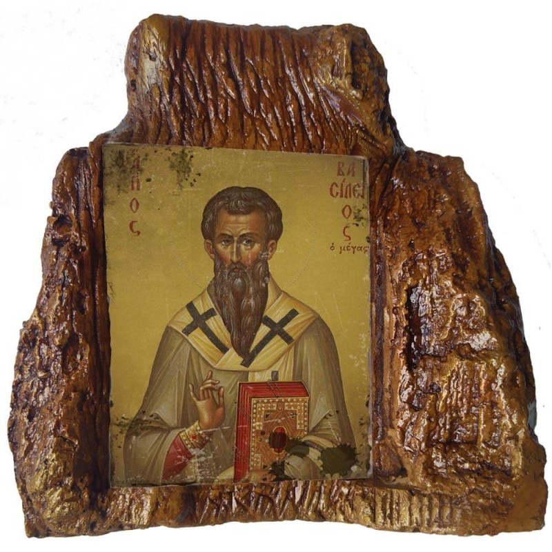 ΑΓΙΟΣ ΒΑΣΙΛΕΙΟΣ– Εικόνα σε Πέτρα (Μεσαία 13cm)