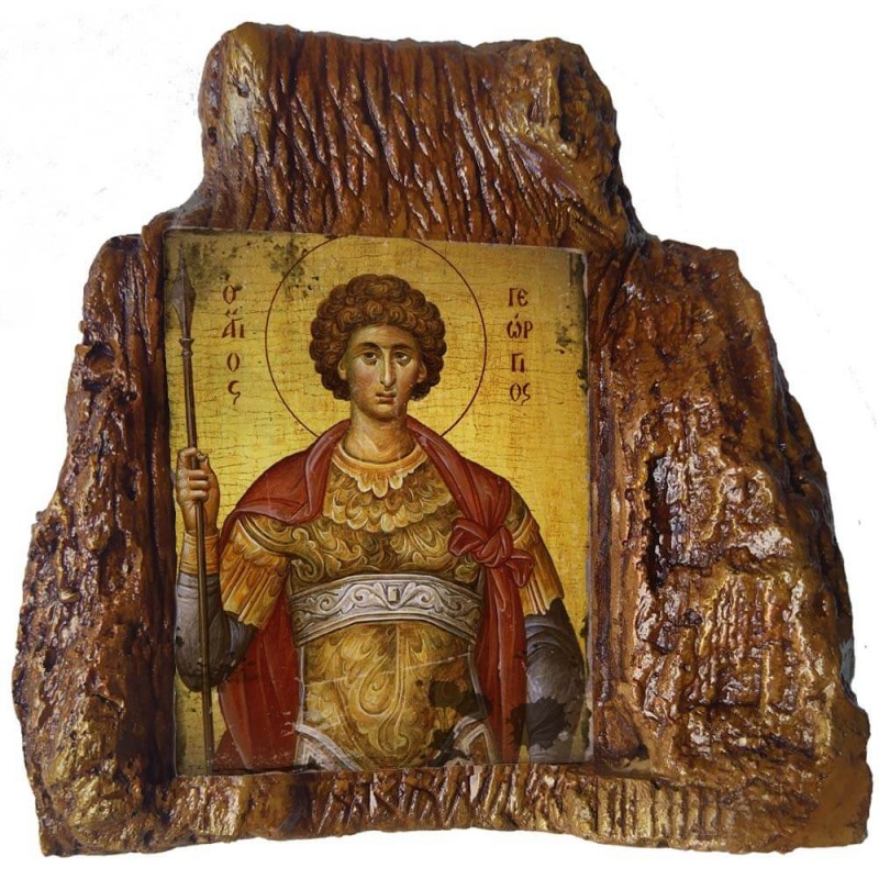 ΑΓΙΟΣ ΓΕΩΡΓΙΟΣ – Εικόνα σε Πέτρα (Μεσαία 13cm)