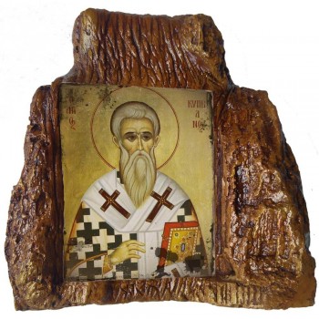 ΑΓΙΟΣ ΚΥΠΡΙΑΝΟΣ – Εικόνα σε Πέτρα (Μεσαία 13cm)