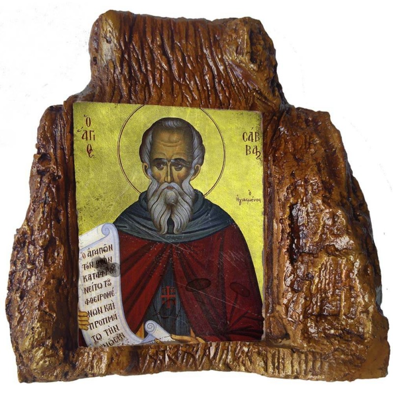 ΑΓΙΟΣ ΣΑΒΒΑΣ – Εικόνα σε Πέτρα (Μεσαία 13cm)