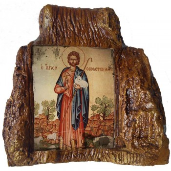 ΑΓΙΟΣ ΘΕΜΙΣΤΟΚΛΗΣ – Εικόνα σε Πέτρα (Μεσαία 13cm)