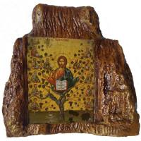 ΙΗΣΟΥΣ ΧΡΙΣΤΟΣ Η Άμπελος – Εικόνα σε Πέτρα (Μεσαία 13cm)