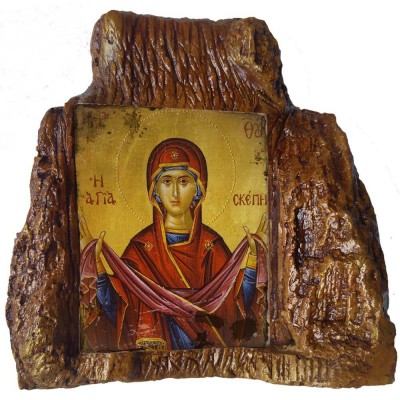 ΠΑΝΑΓΙΑ ΑΓΙΑ ΣΚΕΠΗ – Εικόνα σε Πέτρα (Μεσαία 13cm)