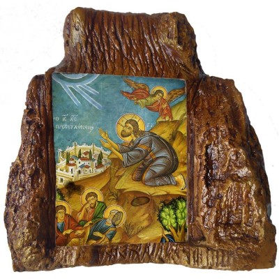 ΙΗΣΟΥΣ ΧΡΙΣΤΟΣ ΠΡΟΣΕΥΧΟΜΕΝΟΣ – Εικόνα σε Πέτρα (Μεσαία 13cm)