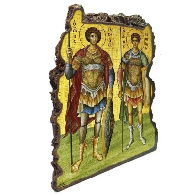 ΑΓΙΟΙ ΓΕΩΡΓΙΟΣ & ΔΗΜΗΤΡΙΟΣ - Εικόνα Βράχος (Μεγάλη 20cm)
