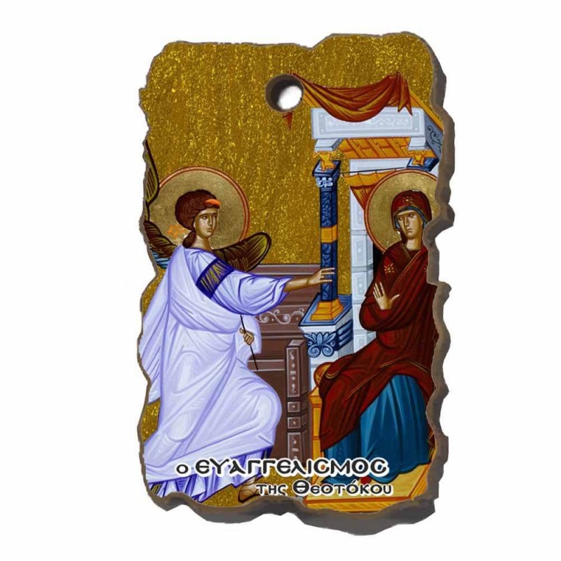 ΕΥΑΓΓΕΛΙΣΜΟΣ ΘΕΟΤΟΚΟΥ - Μπομπονιέρα Μαγνητάκι Κεραμικό Ορθογώνιο Πλακίδιο Εικονίτσα 8,5cm