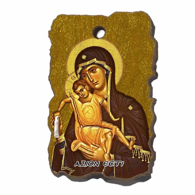 ΠΑΝΑΓΙΑ ΑΞΙΟΝ ΕΣΤΙ - Μπομπονιέρα Μαγνητάκι Κεραμικό Ορθογώνιο Πλακίδιο Εικονίτσα 8,5cm