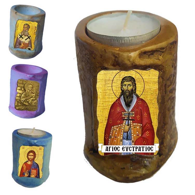 ΑΓΙΟΣ ΕΥΣΤΡΑΤΙΟΣ - Εικόνα σε Κεράκι Ρεσώ 