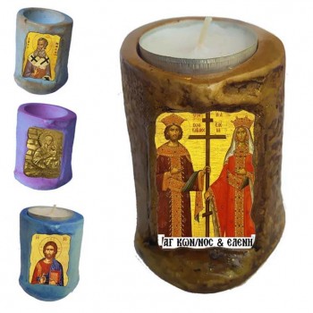 ΑΓΙΟΙ ΚΩΝΣΤΑΝΤΙΝΟΣ & ΕΛΕΝΗ - Εικόνα σε Κεράκι Ρεσώ 