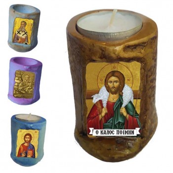 ΙΗΣΟΥΣ ΧΡΙΣΤΟΣ Ο ΚΑΛΟΣ ΠΟΙΜΗΝ - Εικόνα σε Κεράκι Ρεσώ 