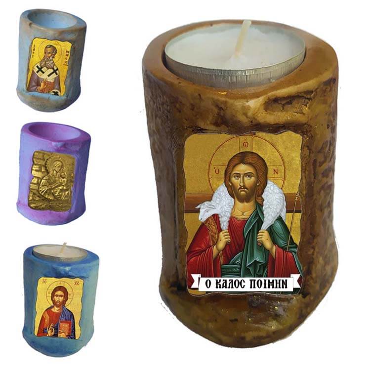 ΙΗΣΟΥΣ ΧΡΙΣΤΟΣ Ο ΚΑΛΟΣ ΠΟΙΜΗΝ - Εικόνα σε Κεράκι Ρεσώ 