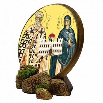ΑΓΙΟΙ ΚΥΠΡΙΑΝΟΣ & ΙΟΥΣΤΙΝΗ - Στρογγυλή Εικόνα Βάσης & Τοίχου 