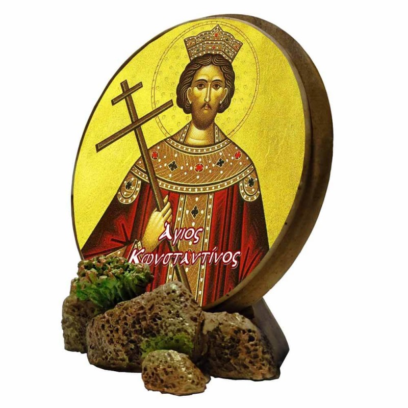ΑΓΙΟΣ ΚΩΝΣΤΑΝΤΙΝΟΣ - Στρογγυλή Εικόνα Βάσης & Τοίχου 