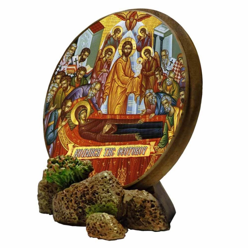 ΚΟΙΜΗΣΗ ΤΗΣ ΘΕΟΤΟΚΟΥ - Στρογγυλή Εικόνα Βάσης & Τοίχου 