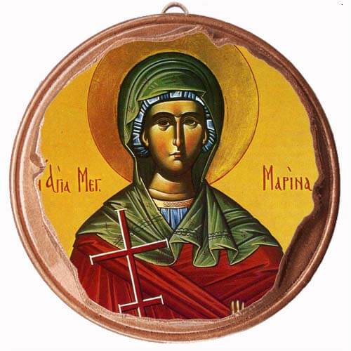 ΑΓΙΑ ΜΑΡΙΝΑ - Στρογγυλή Κεραμική Μπομπονιέρα  