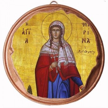 ΑΓΙΑ ΜΑΡΙΝΑ - Στρογγυλή Κεραμική Μπομπονιέρα  