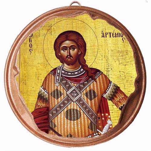 ΑΓΙΟΣ ΑΡΤΕΜΙΟΣ - Στρογγυλή Κεραμική Μπομπονιέρα  