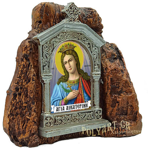 ΑΓΙΑ ΑΙΚΑΤΕΡΙΝΗ - Εικονοστάσι σε Βράχο (Μεσαίο 13cm)