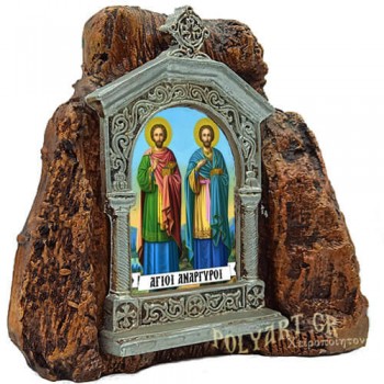 ΑΓΙΟΙ ΑΝΑΡΓΥΡΟΙ - Εικονοστάσι σε Βράχο (Μεσαίο 13cm)
