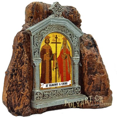 ΑΓΙΟΙ ΚΩΝΣΤΑΝΤΙΝΟΣ & ΕΛΕΝΗ – Εικονοστάσι σε Βράχο (Μεσαίο 13cm)