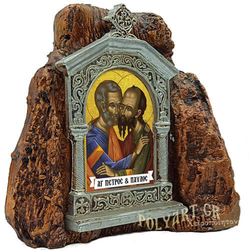 ΑΓΙΟΙ ΠΕΤΡΟΣ & ΠΑΥΛΟΣ – Εικονοστάσι σε Βράχο (Μεσαίο 13cm)