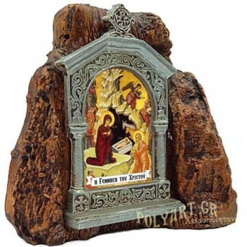 ΓΕΝΝΗΣΗ ΧΡΙΣΤΟY – Εικονοστάσι σε Βράχο (Μεσαίο 13cm)