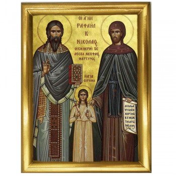 ΑΓΙΟΙ ΡΑΦΑΗΛ & ΝΙΚΟΛΑΟΣ - Ξύλινη εικόνα 22cm
