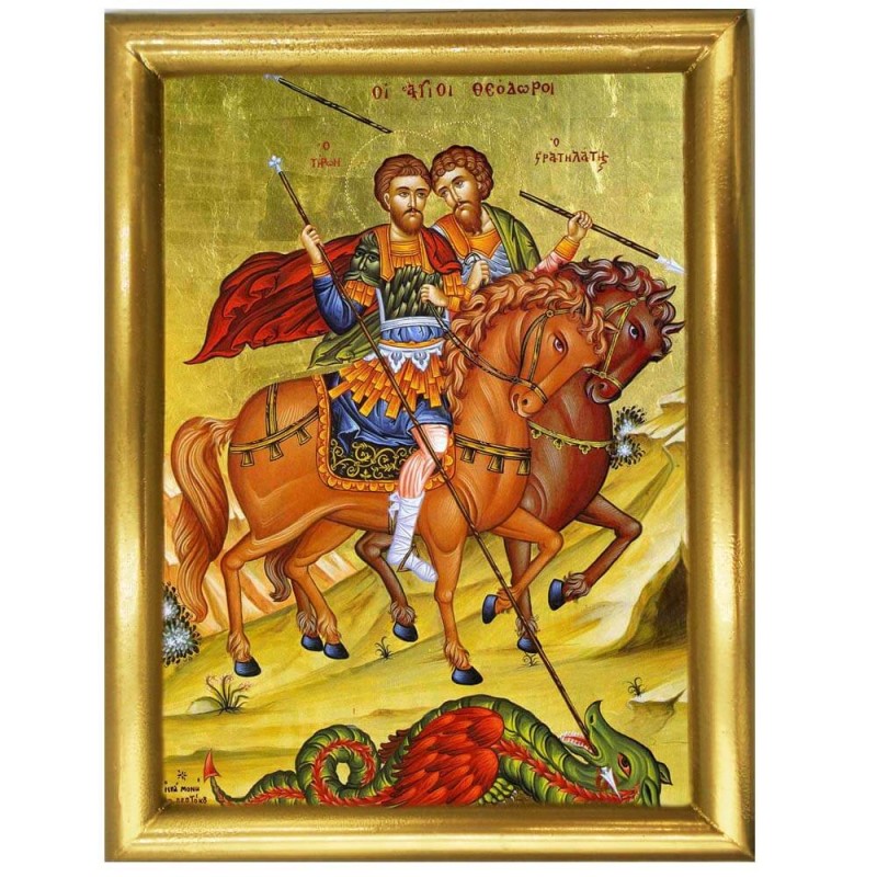 ΑΓΙΟΙ ΘΕΟΔΩΡΟΙ - Ξύλινη εικόνα 22cm