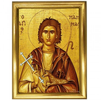 ΑΓΙΟΣ ΜΑΜΑΣ - Ξύλινη εικόνα 22cm