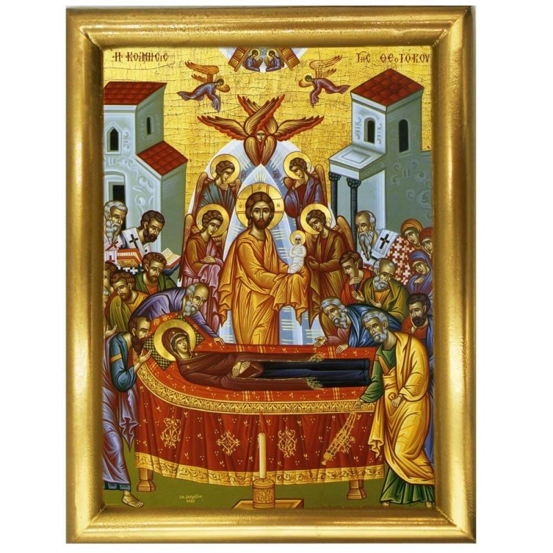 ΚΟΙΜΗΣΗ ΘΕΟΤΟΚΟΥ - Ξύλινη εικόνα 22cm