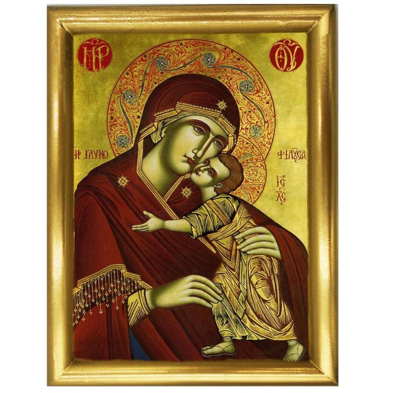 ΠΑΝΑΓΙΑ ΓΛΥΚΟΦΙΛΟΥΣΑ - Ξύλινη εικόνα 22cm