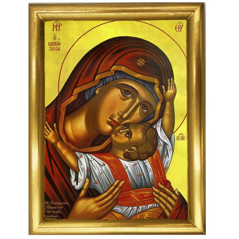 ΠΑΝΑΓΙΑ ΚΑΡΔΙΩΤΙΣΣΑ - Ξύλινη εικόνα 22cm