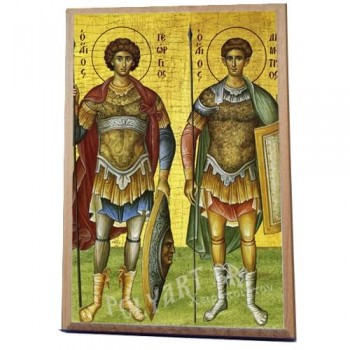 ΑΓΙΟΙ ΓΕΩΡΓΙΟΣ & ΔΗΜΗΤΡΙΟΣ -Ξύλινο εικονιδιο